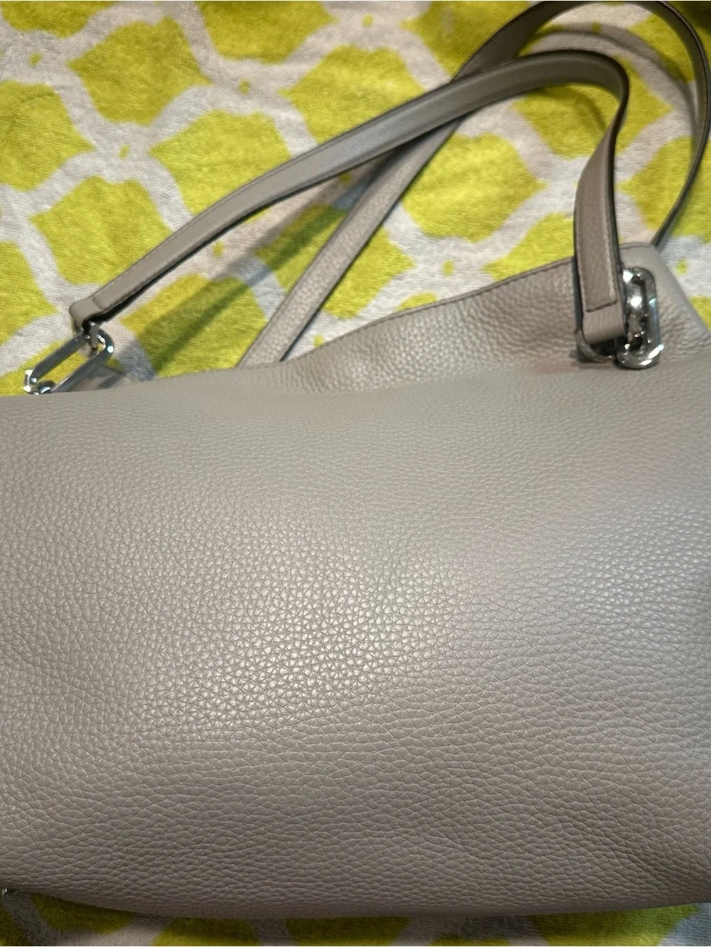 Michael Kors Light Taupe Leather Shoulder Bag with Studded Floral Accents